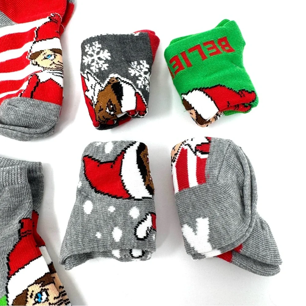8 pair Christmas Elf in the Shelf toddler socks, NEW, unisex, NWOT